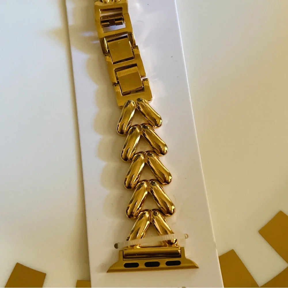 Apple watch strap 42mm 44mm 45mm cuban yellow gold stainless PVD plated iwatch